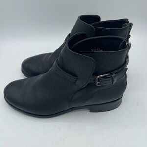 J.Crew Womens Emmett Black Pebbled Leather Ankle Boots Size 7 Side zip/ buckle